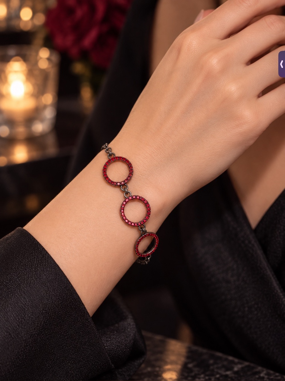 Elegant Red Circle Link Bracelet - Women Jewelry